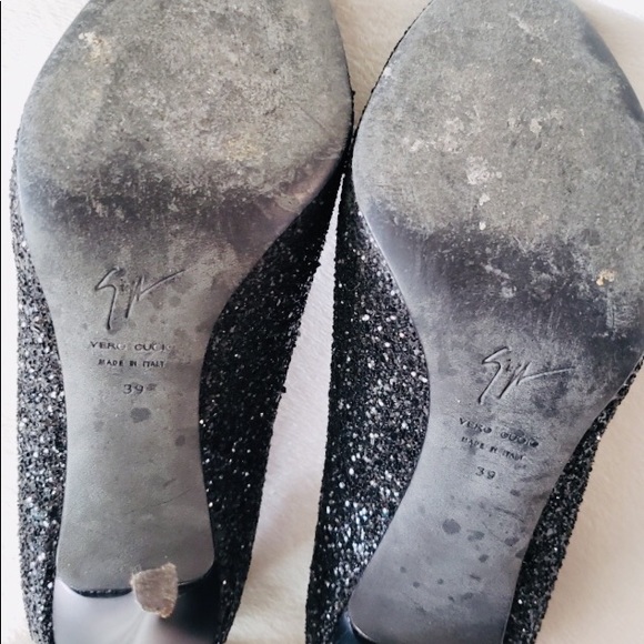 GIUSEPPE ZANOTTI Black Sequence High Heel Open Toe - Picture 8 of 8